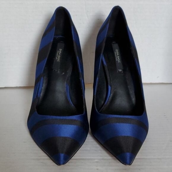 Zara Basic Stilettos Heels Pumps Shoes Pointed Toe Blue Black Women's WOMANS 5.5 - Picture 3 of 14